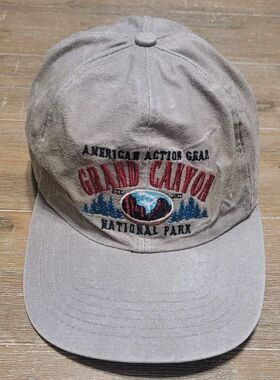 Vintage American Action Gear Grand Canyon Snapback Hat Beige Red Plaid Bill 90s